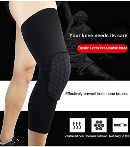 PISIQI Knee Pads Compression Sleeves, Black Large - Extended Leg Protection