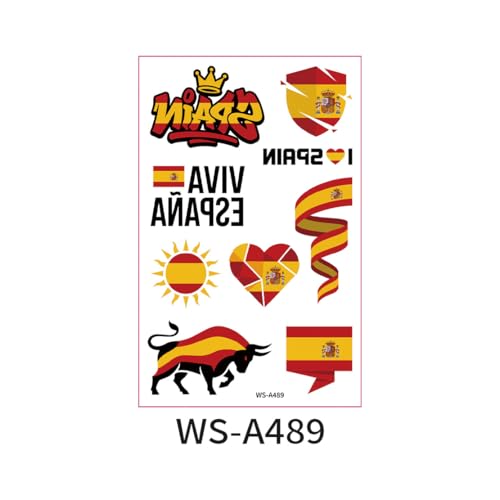 Spain Temporary Tattoos - Spanish Flag Face Stickers Style-2