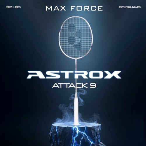 Badminton Racquet Astrox Attack 9 - Pre-Strung Pearl White