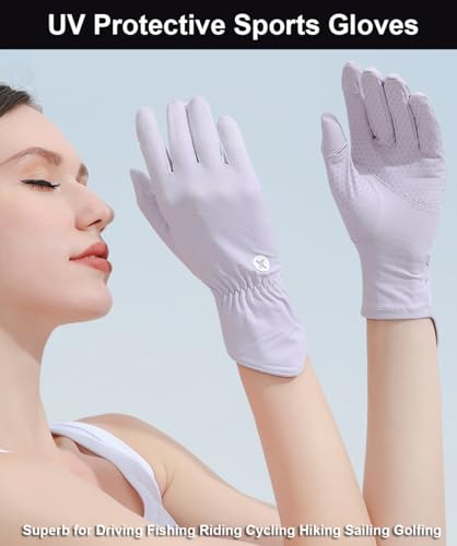UV Protection Full Finger Gloves for Women - White