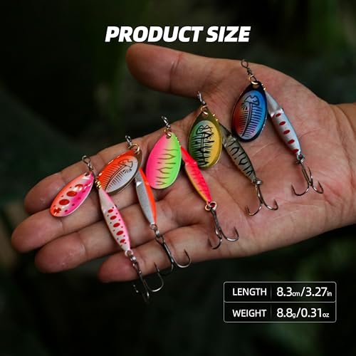 Fish-Shaped Inline Spinner Bait Lures 5-Pack - Squid Eye