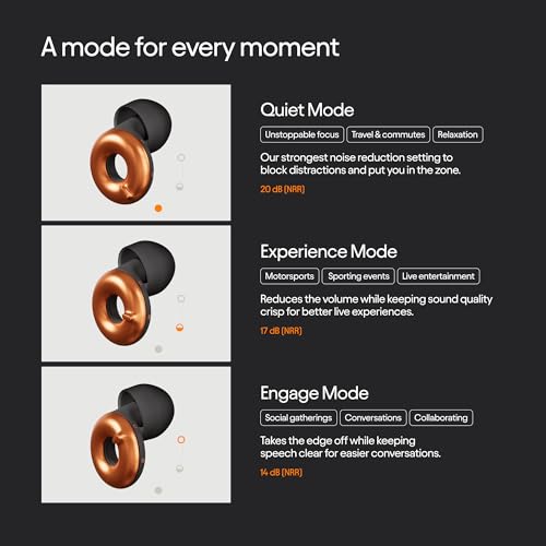 Loop Switch 2 Adjustable Ear Plugs – Papaya, 3 Modes for Quiet, Engage, Experience
