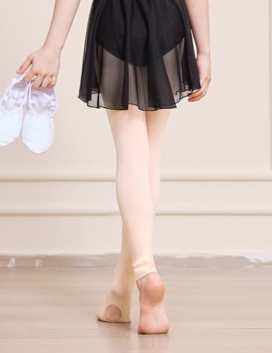 Ultra Soft Convertible Ballet Tights for Girls - Ballet Pink, 10-12 Years