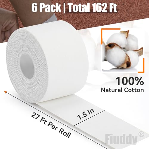 Professional Athletic Sports Tape - 6 Pack Easy Tear for Injury Support