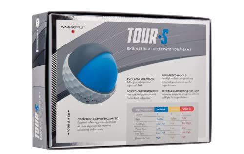 Maxfli 2023 Tour S Golf Balls - 12 Pack, Soft Feel & Long Distance