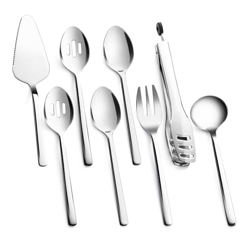KINGSTONE 8-Piece Silver Hostess Serving Utensils Set, 18/10 Stainless Steel