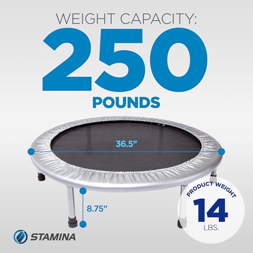 36-Inch Foldable Mini Trampoline with Workout App - Silver