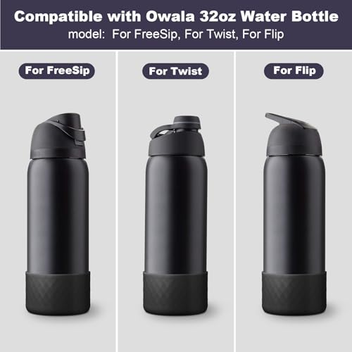 Silicone Boot for Owala 32 oz Water Bottle - Black Anti-Slip Sleeve