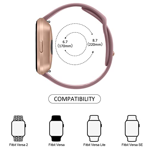 Silicone Bands for Fitbit Versa 2 - 4 Pack in Smoke Violet, Milk Tea, Pink Sand, Starlight