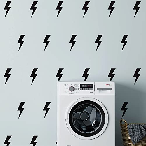 Black Lightning Bolt Wall Decals - 4 Sheets 14x11 in, SHYJSHYJ Variation Black