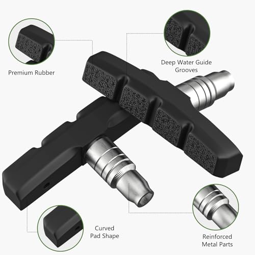 70mm V-Brake Pads for Bicycles - 4 Pack Set with Allen Wrench