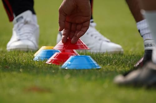 Mini Disc Cone Kit - 50-Pack Training Cones with Carrier - Blue & Red