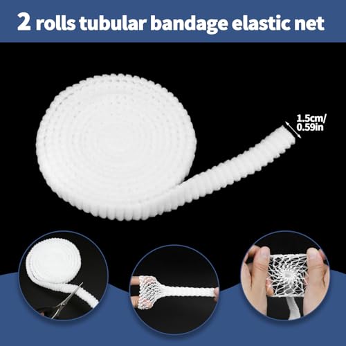 Tubular Bandage Set - 2 Rolls, 4.36 Yards, 0.6 Inch Elastic Mesh