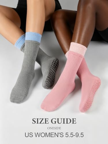 Women's Non-Slip Pilates Grip Socks - Mid Calf - Grey