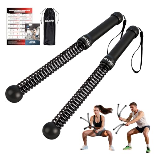Cordless Battle Rope - Portable Weighted Ropeless for Home Gym - Black