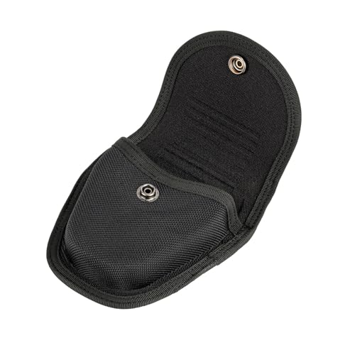 Dotacty Nylon Handcuff Pouch for Duty Belt & MOLLE Vest, Black Flap Top with Snap