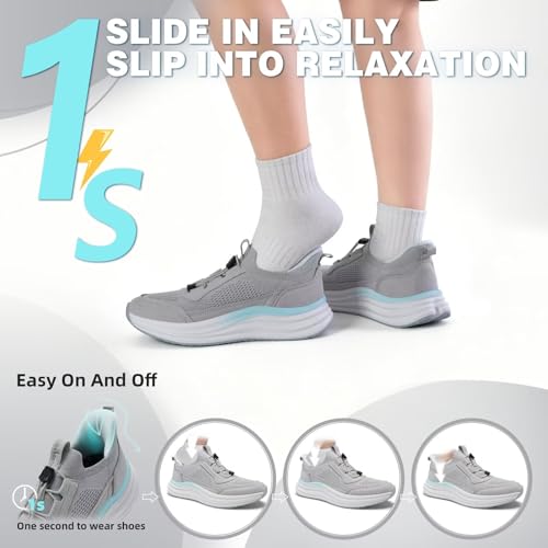 OrthoComfoot Women's Orthopedic Road Running Shoes - Grey Mint, Size 9 / W2, Flat Feet Support