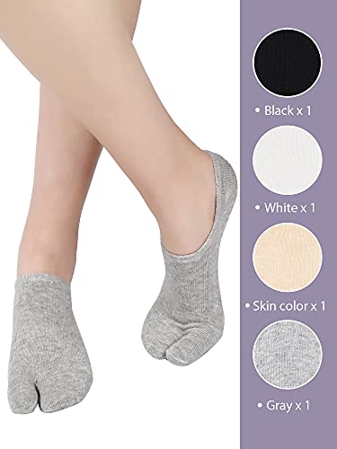 4 Pairs Split Toe Ankle Socks - Flip Flop Tabi Design