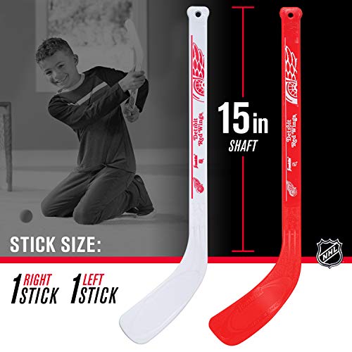 NHL Mini Hockey Set - Kids Indoor Knee Hockey Goal & Sticks - Detroit Red Wings