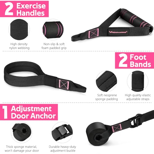 Pilates Bar Kit with 6 Resistance Bands - Adjustable, Pink