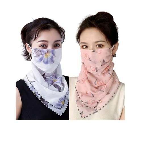 Sun Protection Neck Gaiter 2Pack for Women - Breathable Face Cover Scarf with Ear Loops