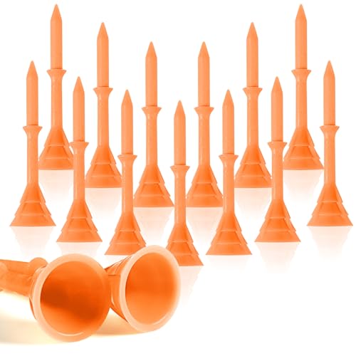 Unbreakable Plastic Golf Tees - 3 1/4 Inch, 20 Pack - Orange