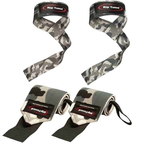 Wrist Wraps & Lifting Straps Bundle - Gray Camo / 13"