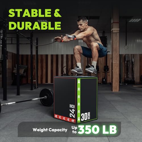 3-in-1 Plyo Box - Adjustable Height Foam Jump Training Equipment (20x24x30 inch)