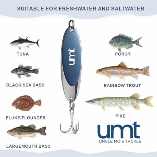 Chrome Fishing Spoon Lure - 1oz with Sharp Treble Hook