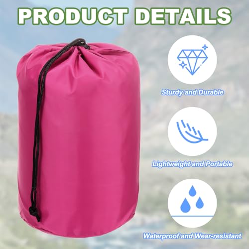 Waterproof Stuff Sack - Lightweight Drawstring Storage Bag - Rose Red / 5 x 10 Inch