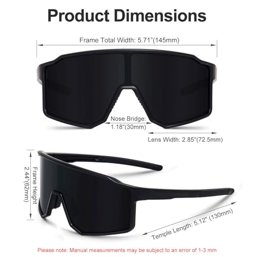 AVV Polarized Cycling Glasses for Men Women Teens UV400 Protection Black & Grey Lens