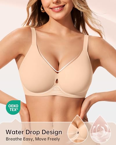LetsJoli Jelly Bras for Women No Underwire Water Drop Wireless Supportive – Medium/Skin