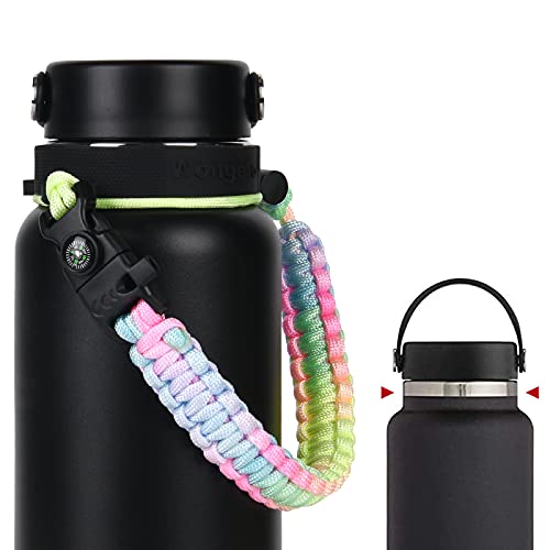 iLVANYA Bright Rainbow Paracord Handle for Hydro Flask 2.0 Wide Mouth Water Bottles - Durable, Comfortable, Multi-Functional