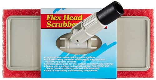 Star Brite Flex Head Scrubber with Red Medium Scrub Pad – 3'-10' Reach
