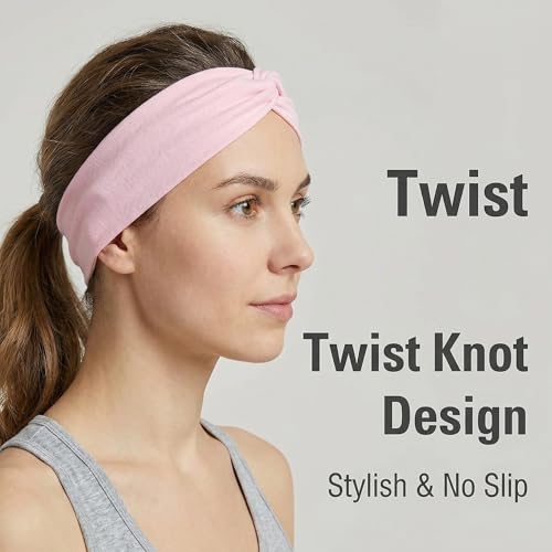 Stretchy Sport Headbands - 4 Pack Soft Knotted for Yoga & Workout