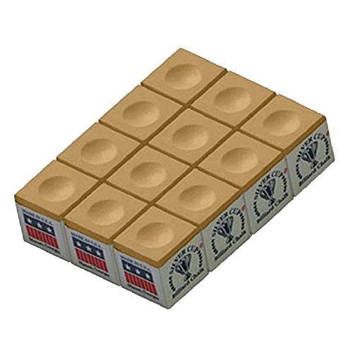 Silver Cup Billiard Chalk - Box of 12 Tan Pool Cue Chalk
