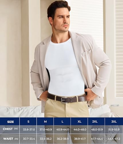 Compression Long Sleeve Shirt for Men - Athletic Base Layer - Large White