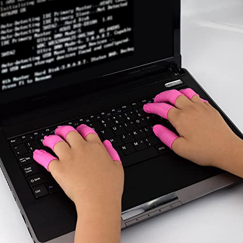 Disposable Finger Cots - 100 Pcs Latex Anti-Static Protectors, Medium Pink