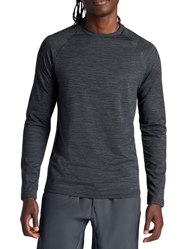 Gaiam Men's Power Long Sleeve Crewneck Top - Large Black Heather Fleece