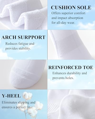 Mcool Mary Women's Ruffle Athletic Cotton Socks 6-Pack White 5-8