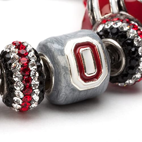 Ohio State University Charm Bead - Gray Block O Stainless Steel