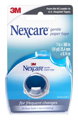 Gentle Paper Tape Dispenser - 1 in x 10 Yds, Hypoallergenic Medical Tape