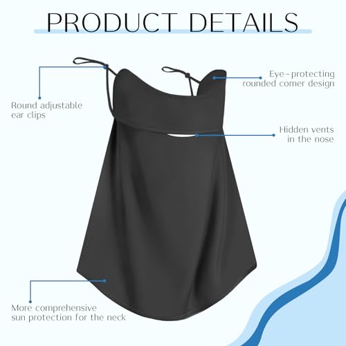 Face Mask & Neck Gaiter Set for Sun Protection - Grey & Black