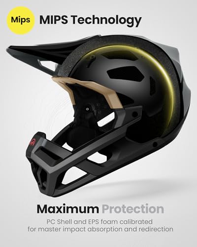 Full Face Mountain Bike Helmet - MIPS Safety System, Slate Grey, Large