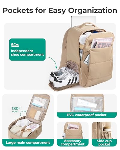 Travel Backpack for Women with Shoe Compartment & Wet Pocket