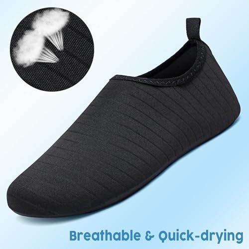 Quick-Dry Aqua Water Shoes for Men & Women - 9-9.5 Women/8.5-9 Men - Black