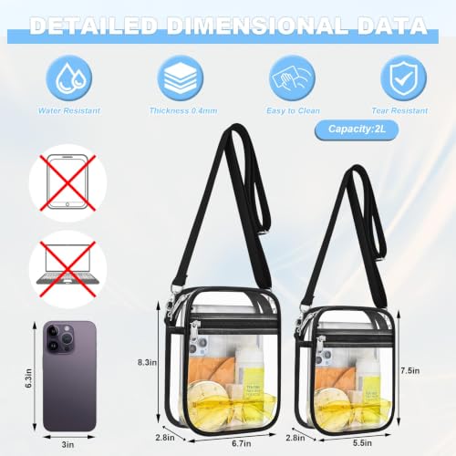 Clear Stadium Bag - Crossbody Satchel with Adjustable Strap