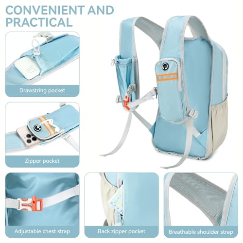 UtiaMiaoGonGo 15L Blue Small Hiking Backpack for Women & Men, Lightweight Foldable Daypack