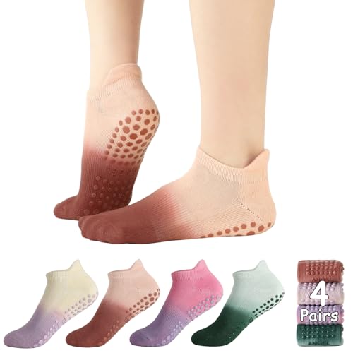 Ombre Non-Slip Pilates Grip Socks for Women - 4 Pairs