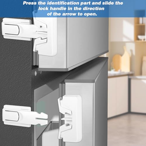 Bremorou 2 Pack Freezer Door Latches Refrigerator Lock Freezer Lock for Upright Freezer Refrigerator Fridge Freezer Door Lock Proof Refrigerator Lock Baby Safety Fridge Door Latch Locks (White)